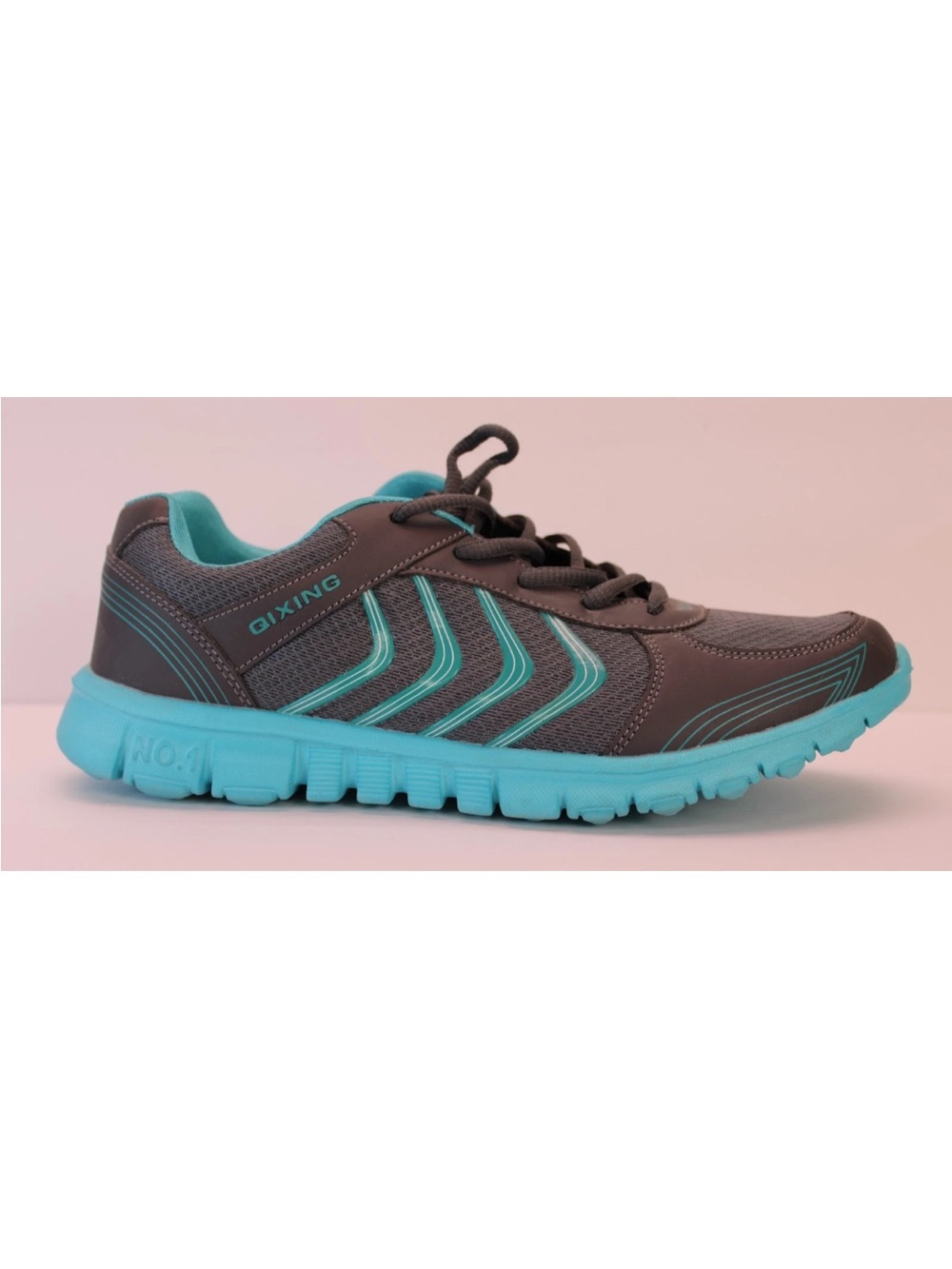 QIXING Gray and Teal Lightweight Running Shoe Sz 9 NWOT